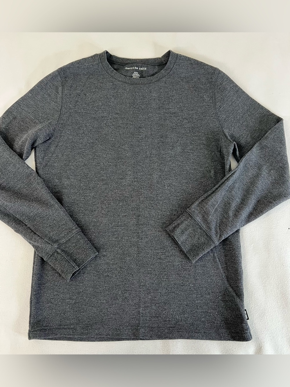 American Eagle Men's Long Sleeve Thermal Waffle Knit Shirt, Size M Medium Grey